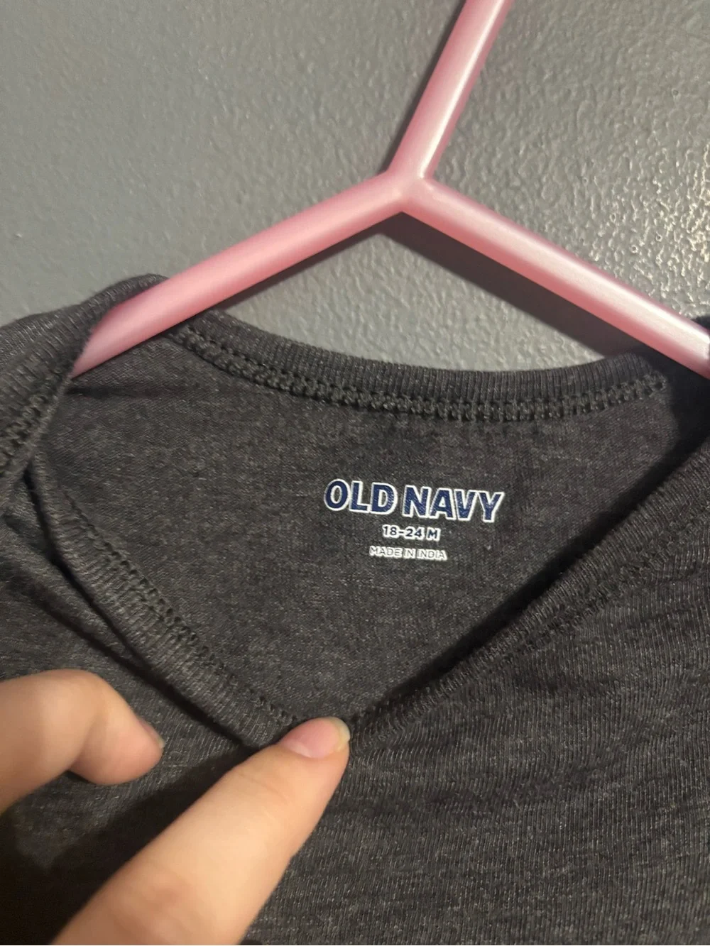 Old Navy dark Gray Long Sleeve classic fall snap closure Bodysuit 18-24 Months